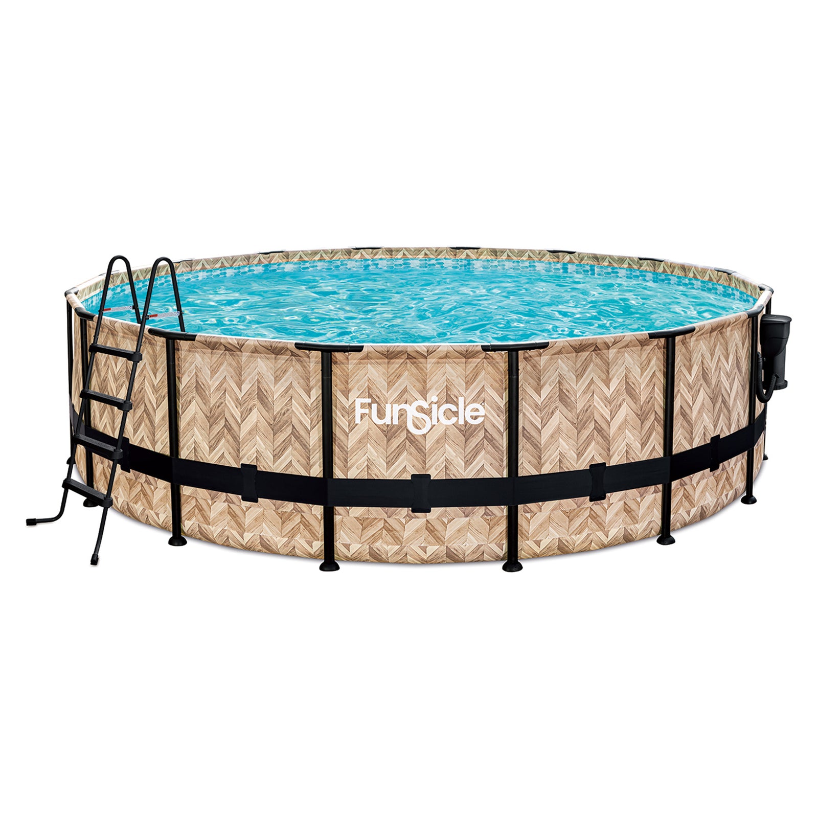 Funsicle 16' x 48" Oasis Round Above Ground Swim Pool, Oak Herringbone(Open Box) - VMInnovations