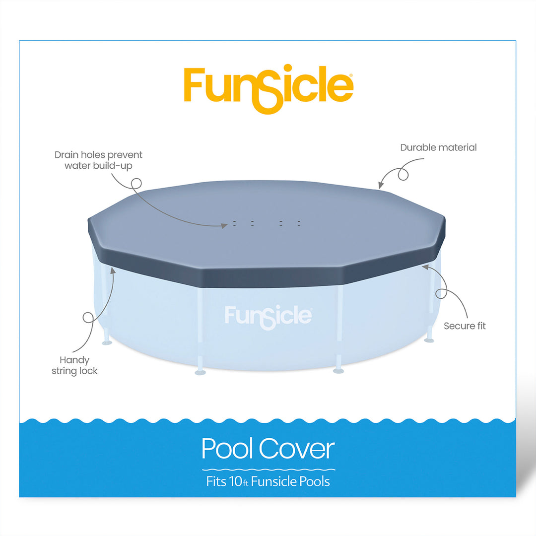 Funsicle 10ft Round Above Ground Frame Pool Debris Cover, Accessory Only, Gray