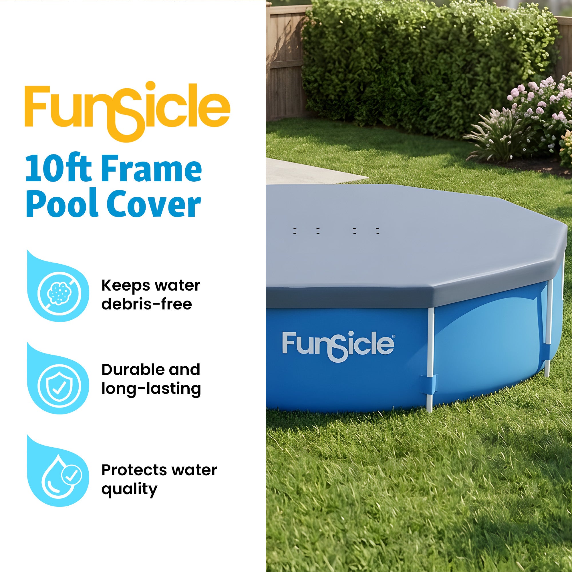 Funsicle 10ft Round Above Ground Frame Pool Debris Cover, Accessory Only, Gray - VMInnovations