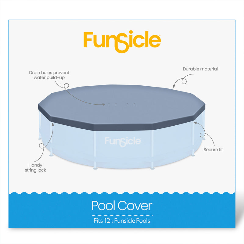 Funsicle 12ft Round Above Ground Frame Pool Debris Cover, Accessory Only, Gray