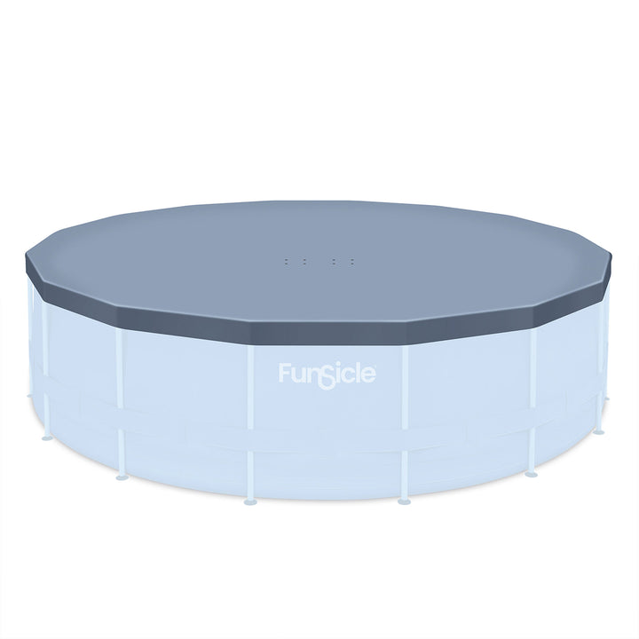 Funsicle 16Ft Round Frame Pool Cover w/ String Lock, Cover Only, Gray (Open Box)