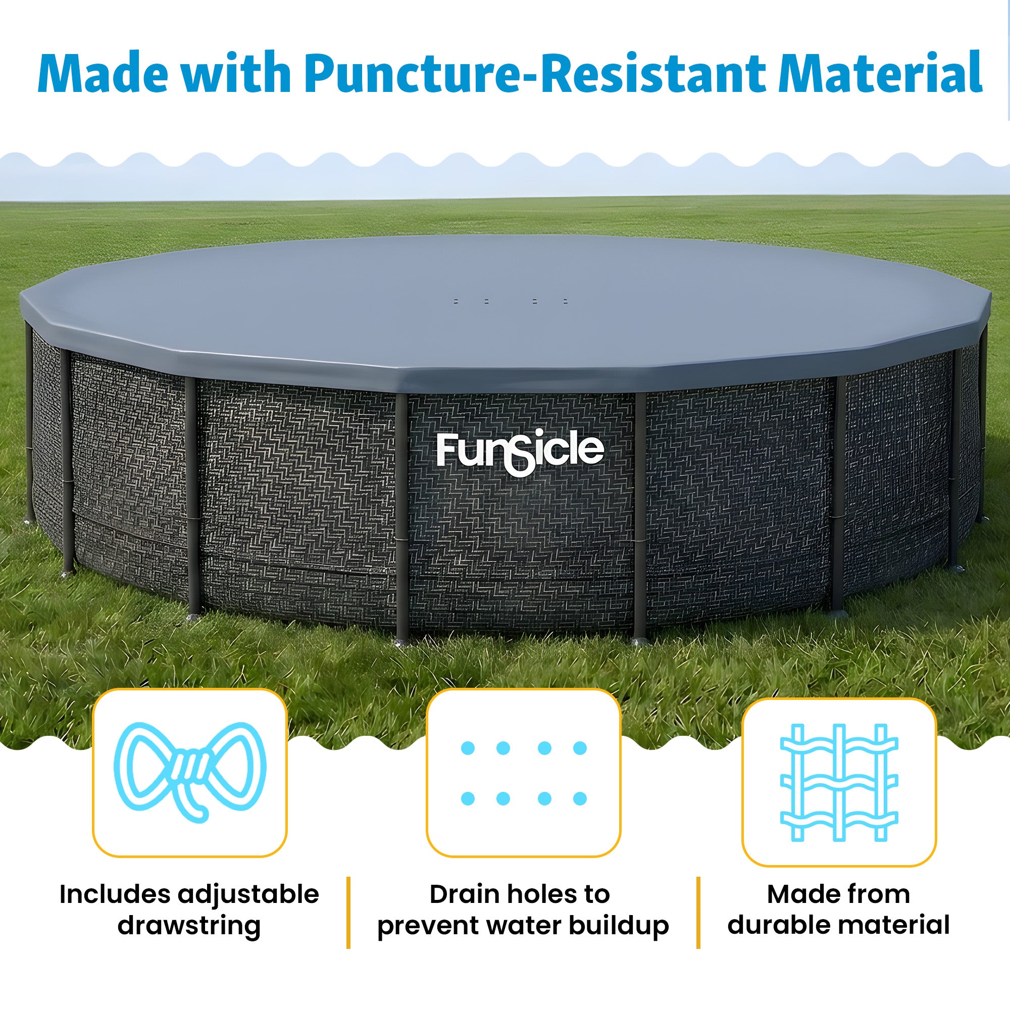 Funsicle 16ft Round Above Ground Frame Pool Debris Cover, Accessory Only, Gray - VMInnovations