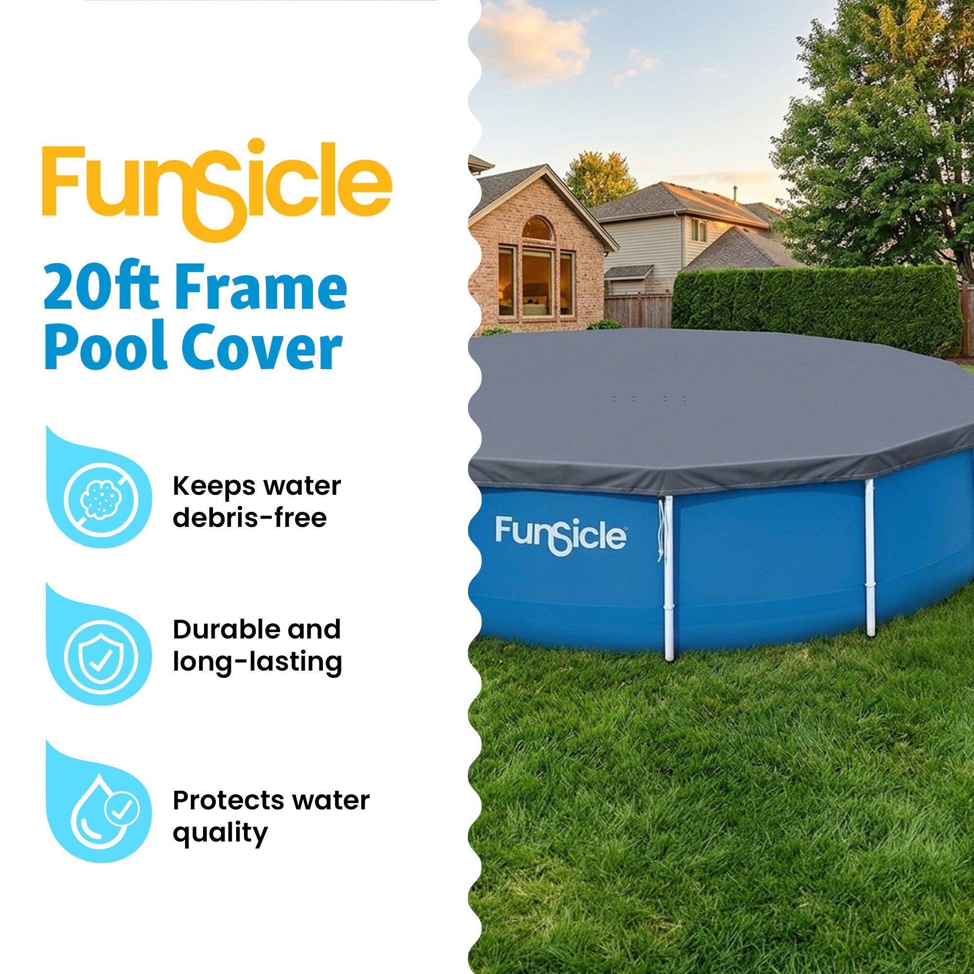 Funsicle 20ft Round Above Ground Frame Pool Debris Cover, Accessory Only, Gray - VMInnovations