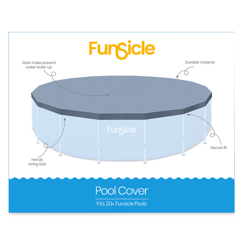 Funsicle 20ft Round Above Ground Frame Pool Cover, Accessory Only, Gr (Open Box)