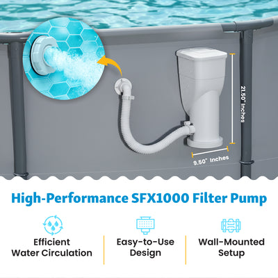 Funsicle 1000 Gallon SkimmerPlus 2-in-1 Filter Pump System for Above Ground Pool - VMInnovations