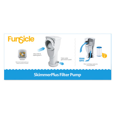 Funsicle 1500 Gallon SkimmerPlus 2-in-1 Filter Pump System for Above Ground Pool