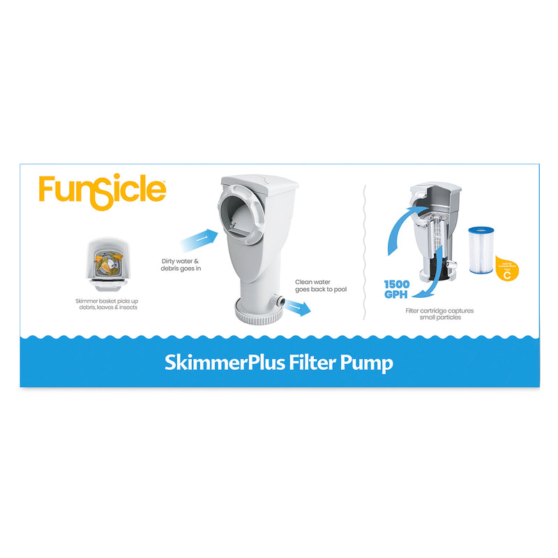 Funsicle 1500 Gallon SkimmerPlus 2-in-1 Filter Pump System for Above Ground Pool
