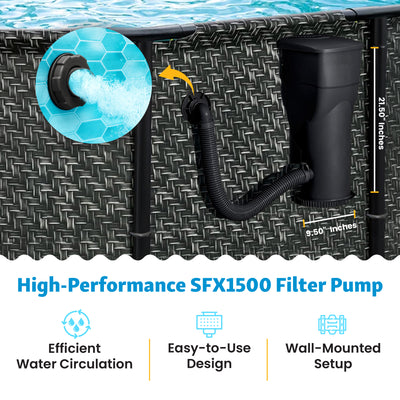Funsicle 1500 Gallon SkimmerPlus Filter Pump System for Above Ground Pool, Black