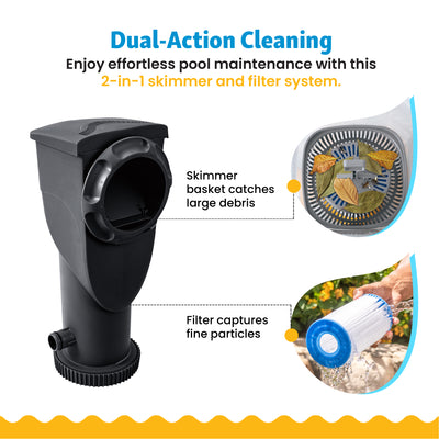 Funsicle 1500 Gallon SkimmerPlus Filter Pump System for Above Ground Pool, Black