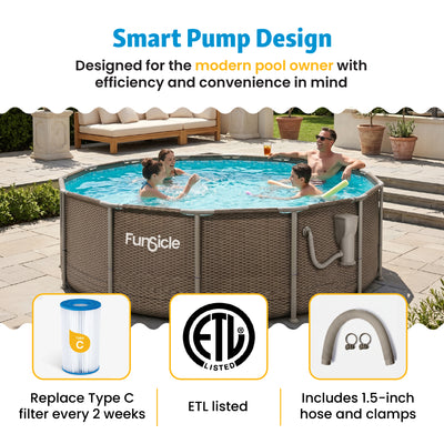 Funsicle 1500 Gallon SkimmerPlus Filter Pump System for Above Ground Pool, Gray