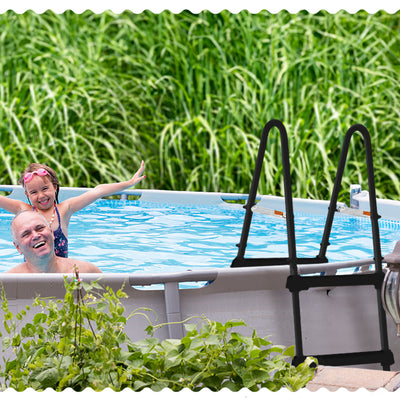 Funsicle 36" SureStep 3 Stair Above Ground Swimming Pool Ladder, Black(Open Box) - VMInnovations