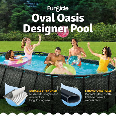 Funsicle 13'x8'x39.5" Oasis Designer Swimming Pool, Dark Herringbone (For Parts)