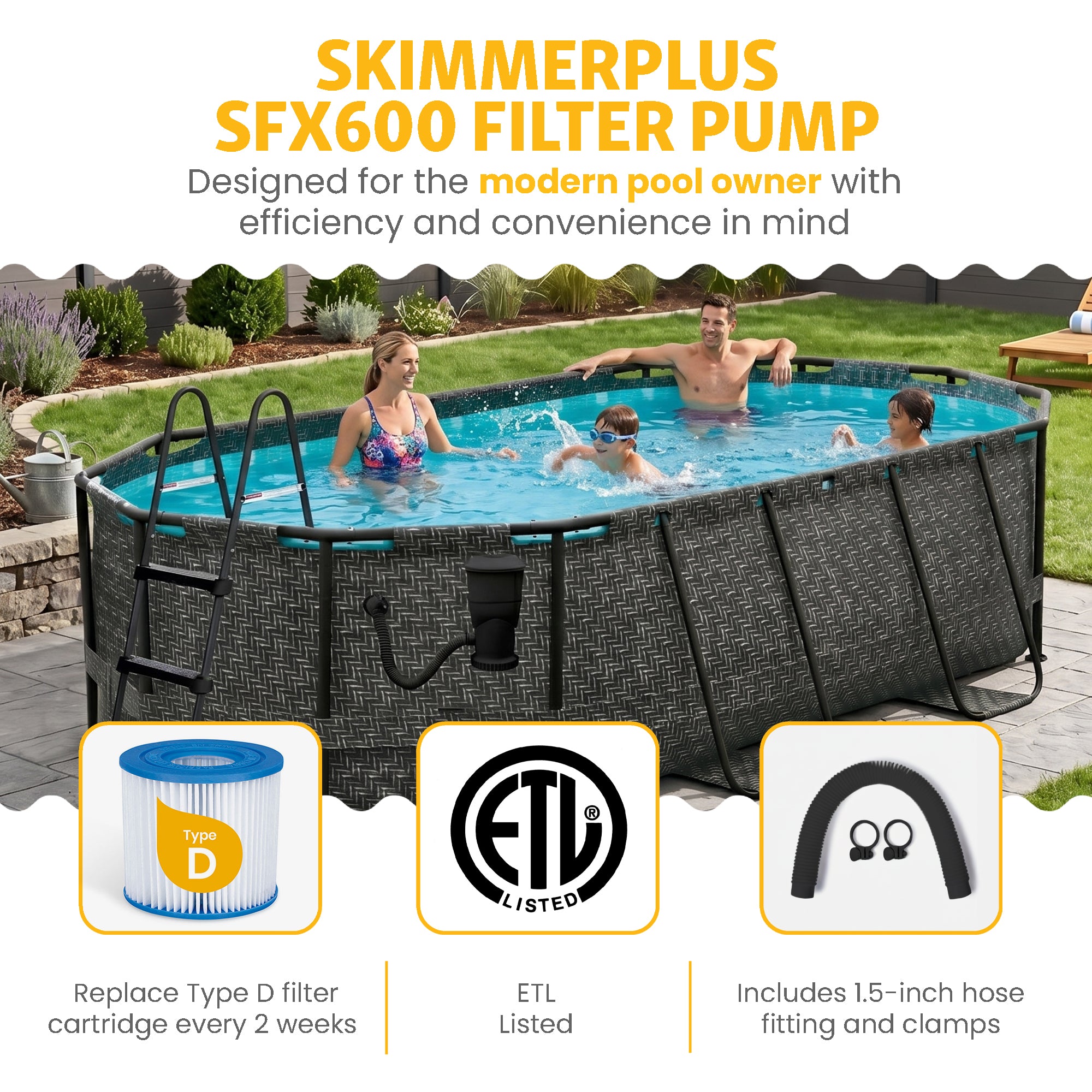 Funsicle 13'x8'x39.5" Oasis Designer Swimming Pool, Dark Herringbone (For Parts)