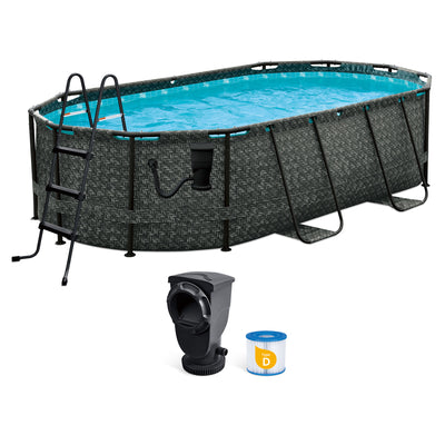 Funsicle 13'x8'x39.5" Oasis Designer Swimming Pool, Dark Herringbone (For Parts)
