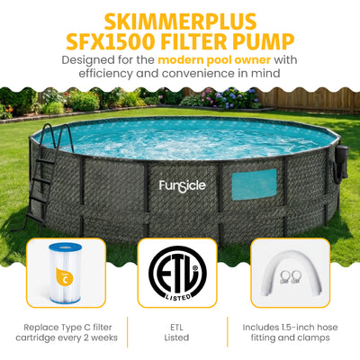 Funsicle 16' x 48" Crystal Vue Oasis Above Ground Swimming Pool Set, Herringbone