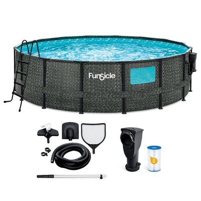 Funsicle 16' x 48" Crystal Vue Oasis Above Ground Swimming Pool Set, Herringbone