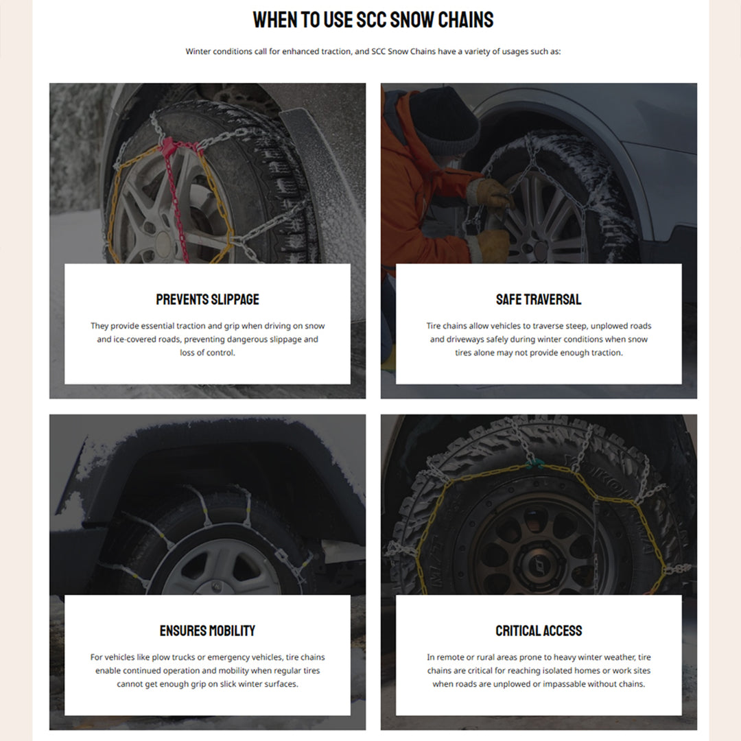 Security Chain TC2512MM Grip Snow Radial Cable Tire Chain for Light Trucks, Pair