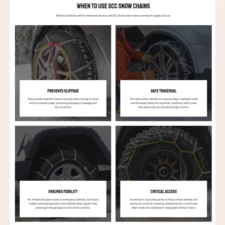 Security Chain TC2512MM Grip Snow Radial Cable Tire Chain for Light Trucks, Pair