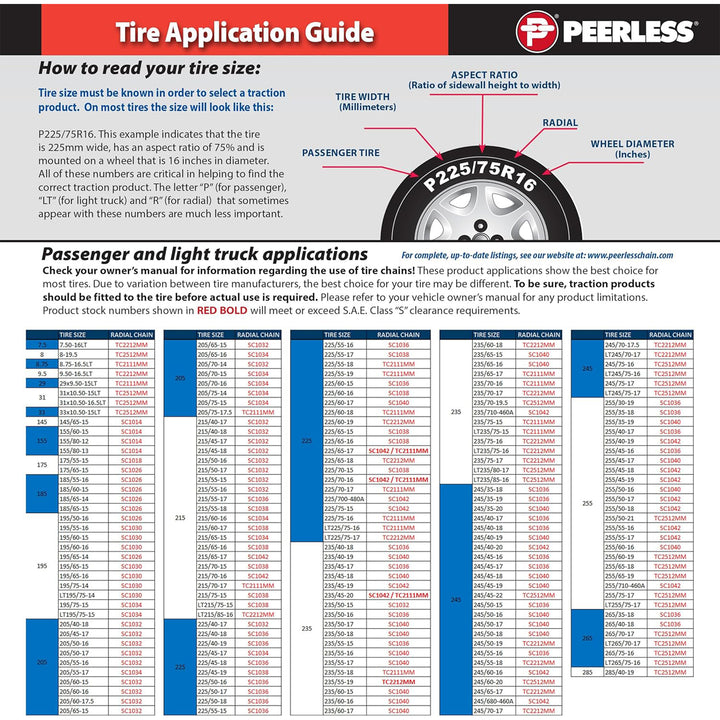 Security Chain TC2512MM Grip Snow Radial Cable Tire Chain for Light Trucks, Pair