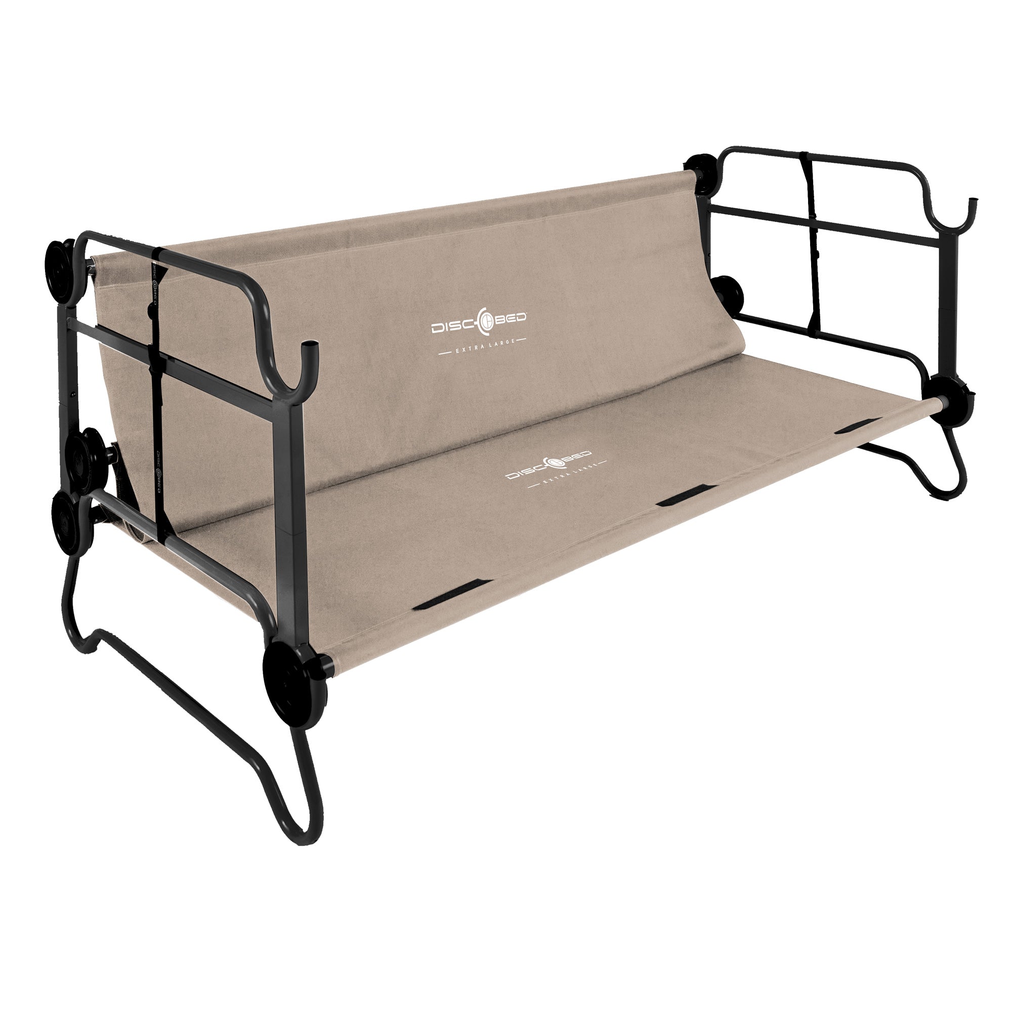 Disc-O-Bed XL Cam-O-Bunk Benchable Double Cot with Organizers, Tan (2 pack) - VMInnovations