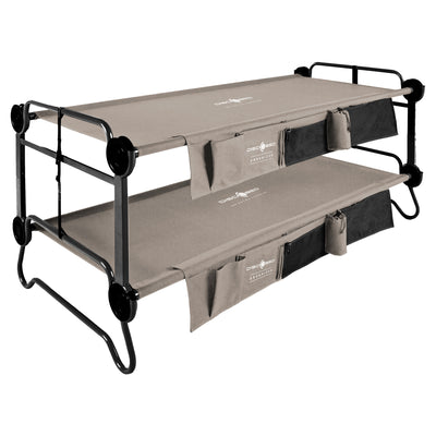 Disc-O-Bed XL Cam-O-Bunk Benchable Double Cot with Organizers, Tan (2 pack) - VMInnovations