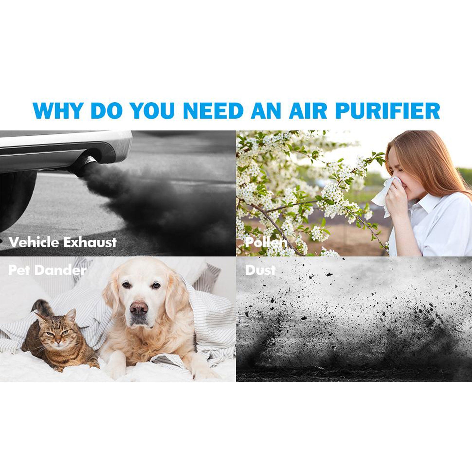 Mooka Home Air Purifier for Large Rooms w/ True HEPA Air Filter (Open Box)