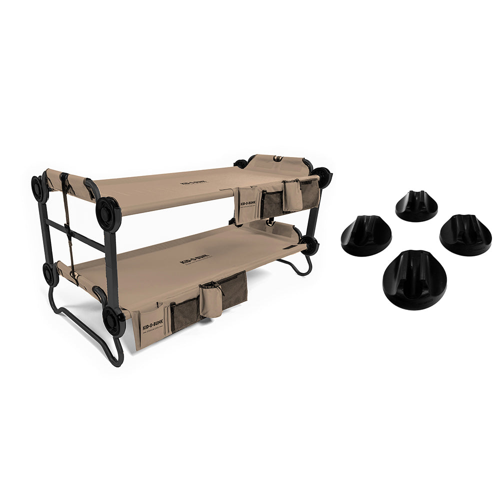Disc-O-Bed Youth Kid-O-Bunk Double Cot w/ Organizer & No Slip Foot Pads Set of 4