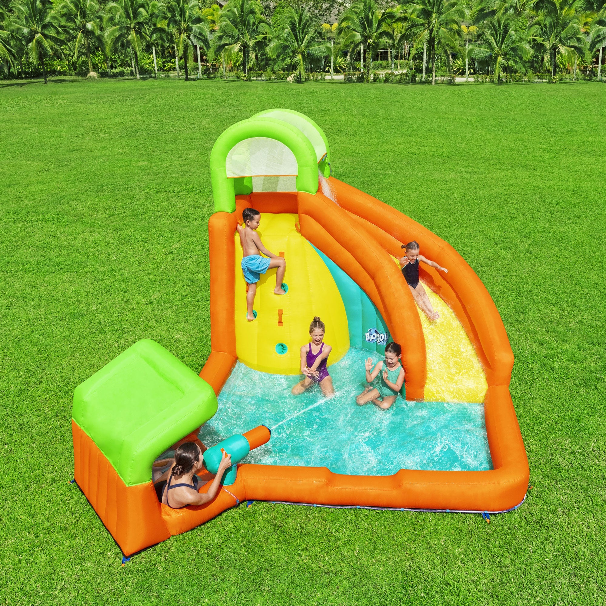H2OGO! Canopy Cove Kids Inflatable Mega Water Park with Water Cannon (Open Box) - VMInnovations