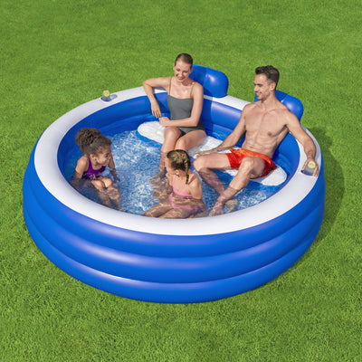 H2OGO! Splash Paradise Inflatable Pool with Headrests and Cup Holders (Open Box) - VMInnovations