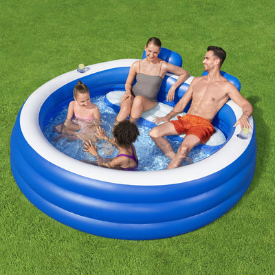 H2OGO! Splash Paradise Inflatable Family Pool with Headrests and Cup Holders