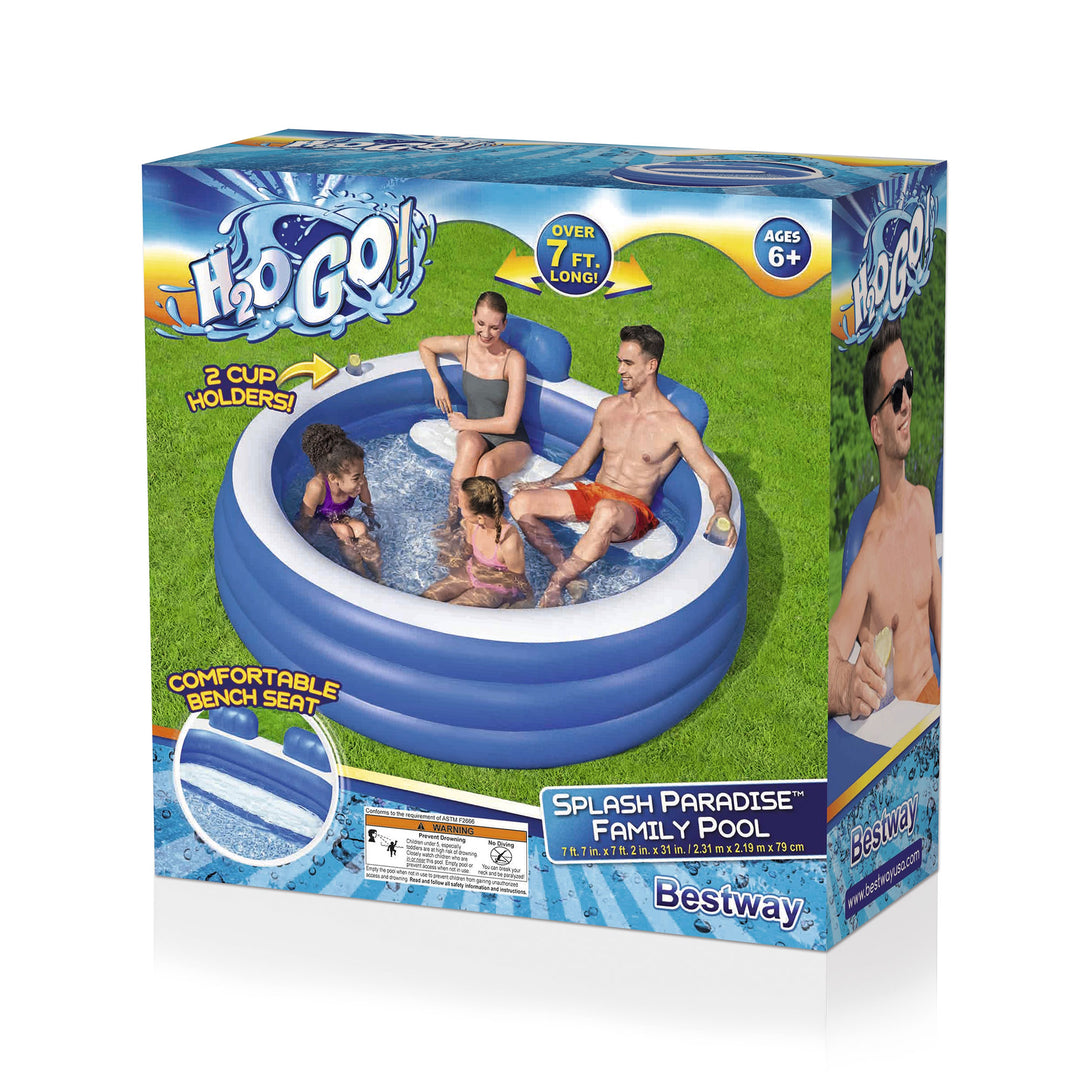 H2OGO! Splash Paradise Inflatable Family Pool with Headrests&Cup Holders (Used) - VMInnovations