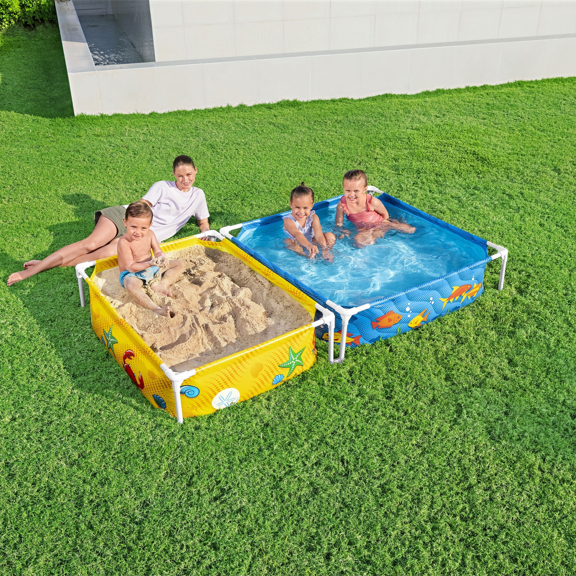 Palmetto 50 Lb Natural Play Sand for Sand Box Bundled w/ Kiddie Pool and Sandpit