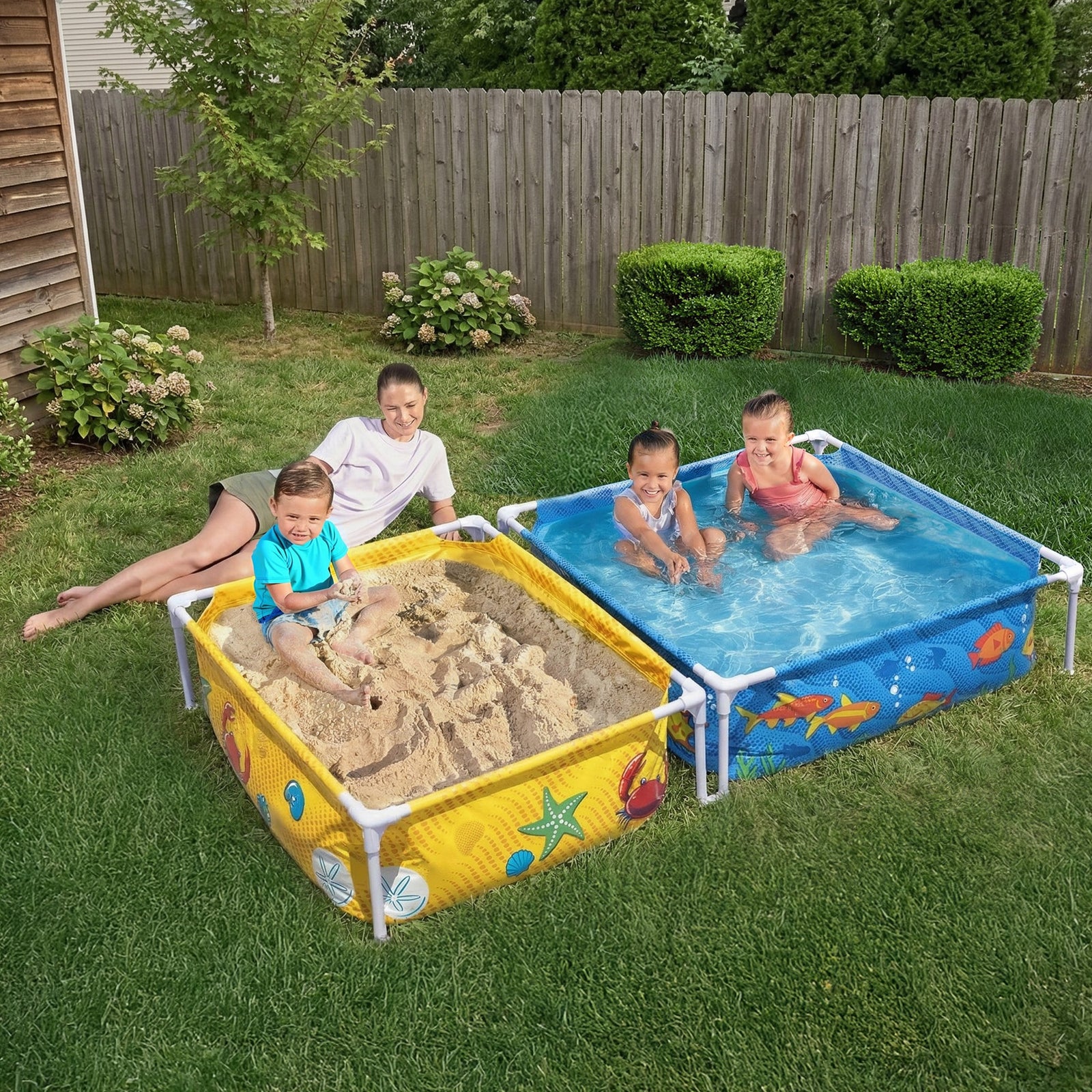 H2OGO! My First Frame Above Ground DuraPlus Kiddie Pool and Sandpit with Cover - VMInnovations