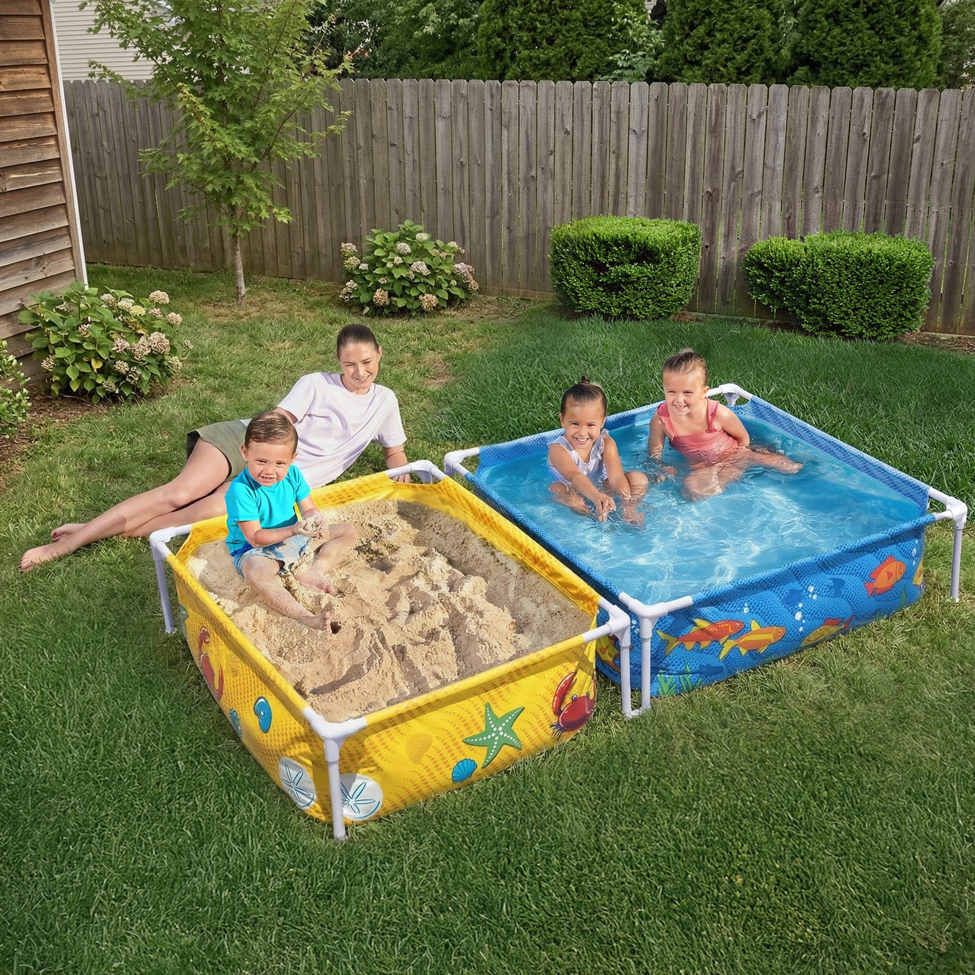 H2OGO! My First Frame Above Ground DuraPlus Kiddie Pool and Sandpit with Cover - VMInnovations