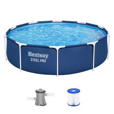 Bestway Steel Pro 10'x30" Above Ground Swimming Pool Set w/Filter Pump(Open Box)
