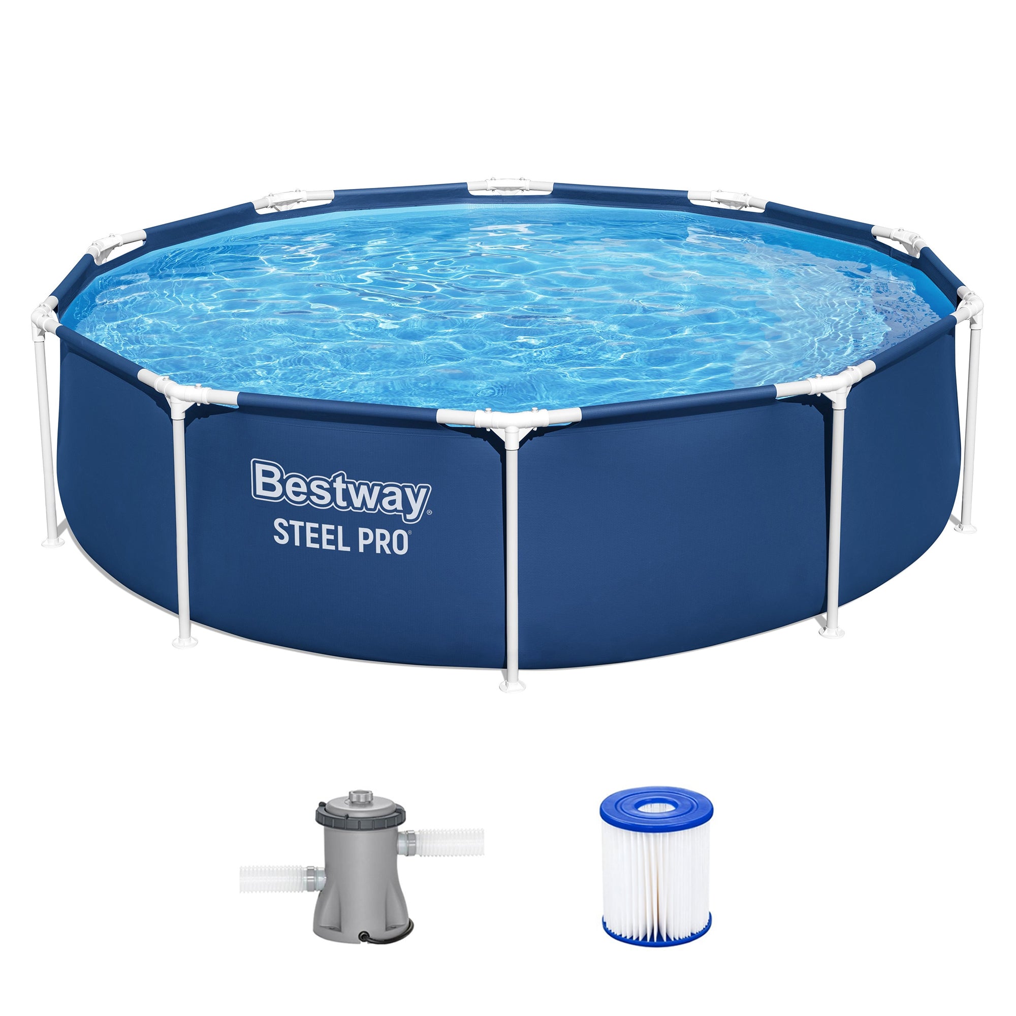 Bestway Steel Pro 10'x30" Above Ground Swimming Pool Set w/Filter Pump(Open Box) - VMInnovations