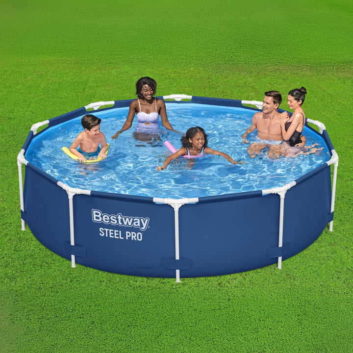 Steel Pro 10'x30" Round Above Ground Swimming Pool Set w/ Filter Pump (Open Box)