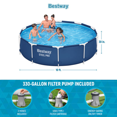 Bestway Steel Pro 10'x30" Above Ground Swimming Pool Set with Filter Pump (Used) - VMInnovations