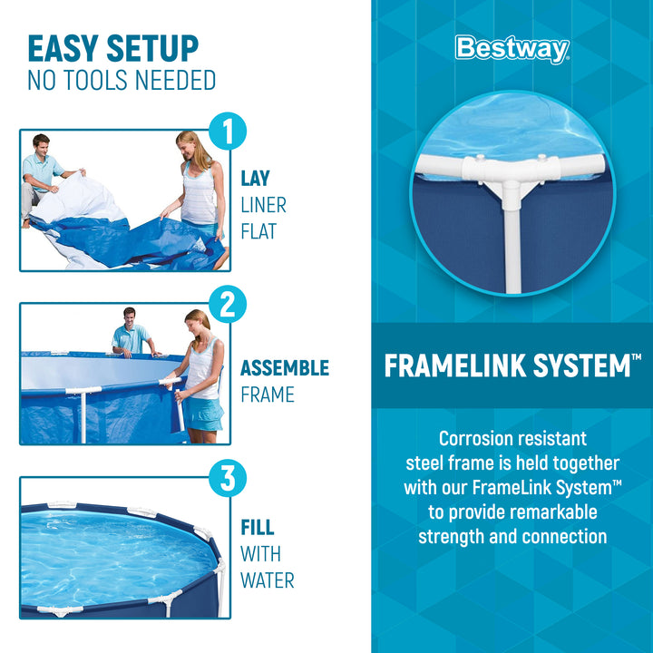 Bestway Steel Pro 10'x30" Round Above Ground Swimming Pool Set with Filter Pump