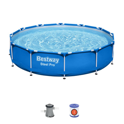 Bestway Steel Pro 12'x30" Round Above Ground Swimming Pool Set with Filter Pump