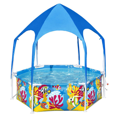 Bestway 6' x 20" Above Ground Kids Swimming Pool with Shaded Canopy, Sea (Used) - VMInnovations
