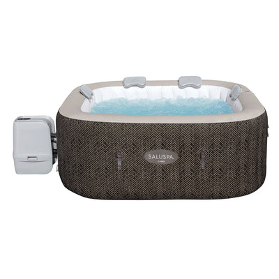 Bestway SaluSpa AirJet Inflatable Square Hot Tub with 140 Soothing Jets, Brown