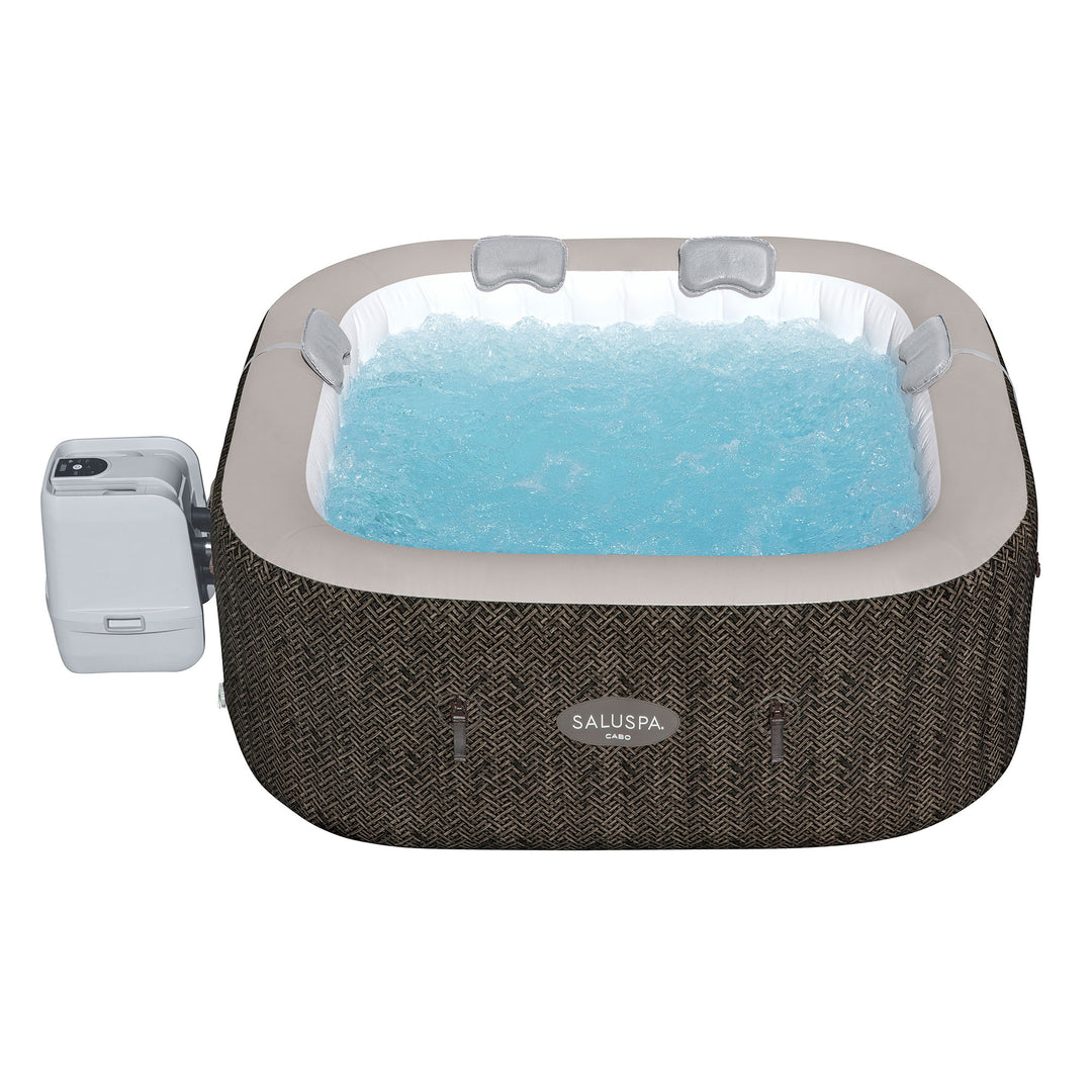 Bestway SaluSpa AirJet Inflatable Square Hot Tub with 140 Soothing Jets, Brown