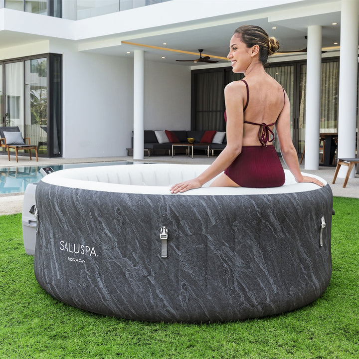 SaluSpa Boracay AirJet Round Inflatable Spa w/ App Control, Gray (Open Box)