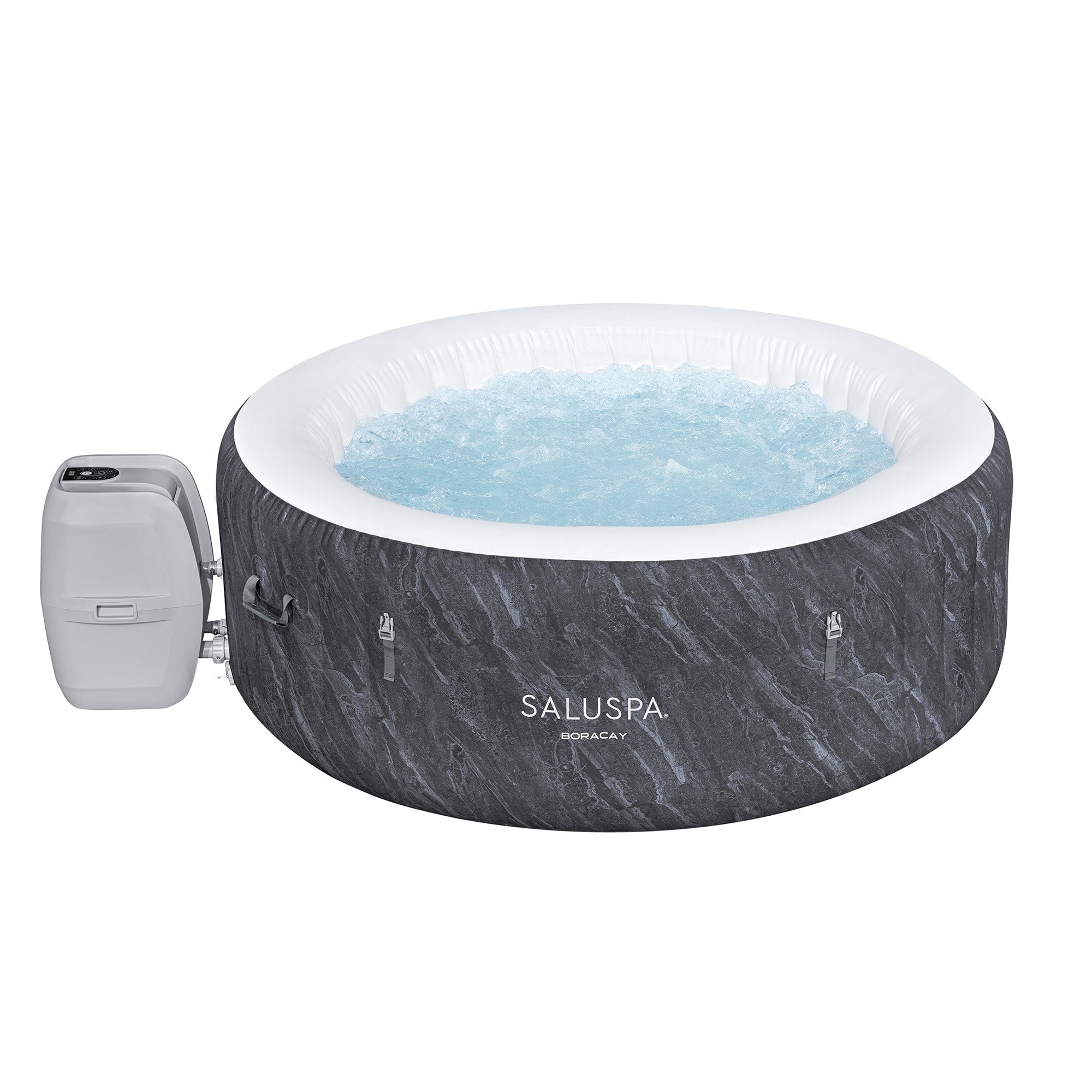 Bestway SaluSpa Boracay AirJet Inflatable Hot Tub with 120 Soothing Jets, Gray - VMInnovations