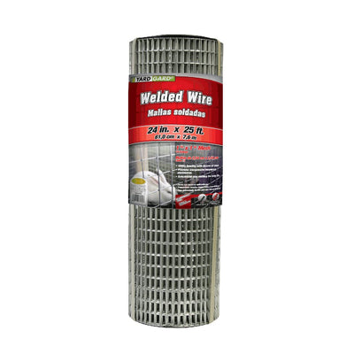 YardGard 2' x 25' 1 x 1" Square Mesh Poultry Netting Garden Wire Fence, Silver