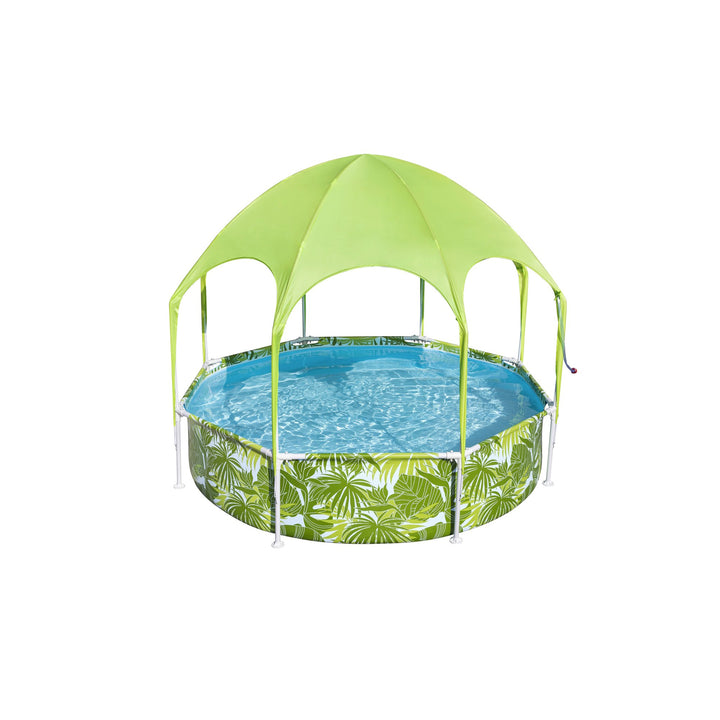 Kids Splash-in-Shade Round Above Ground Pool w/ Canopy, Green (Open Box)