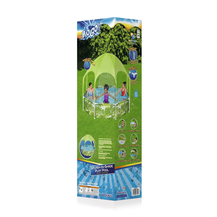 Kids Splash-in-Shade Round Above Ground Pool w/ Canopy, Green (Open Box)