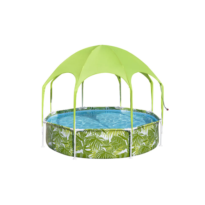 Kids Splash-in-Shade Round Above Ground Pool w/ Canopy, Green (Open Box)