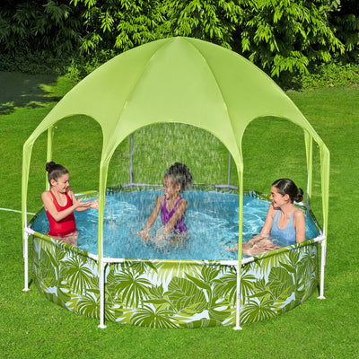 H2OGO! Kids Splash-in-Shade Round Above Ground Pool with Canopy Sunshade, Green